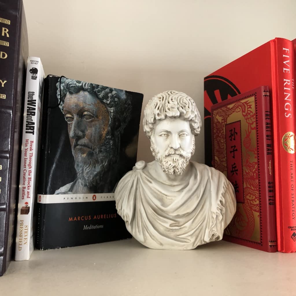 Estatua de Marco Aurelio | Regalo de Estoicismo | Busto/Sujetalibros